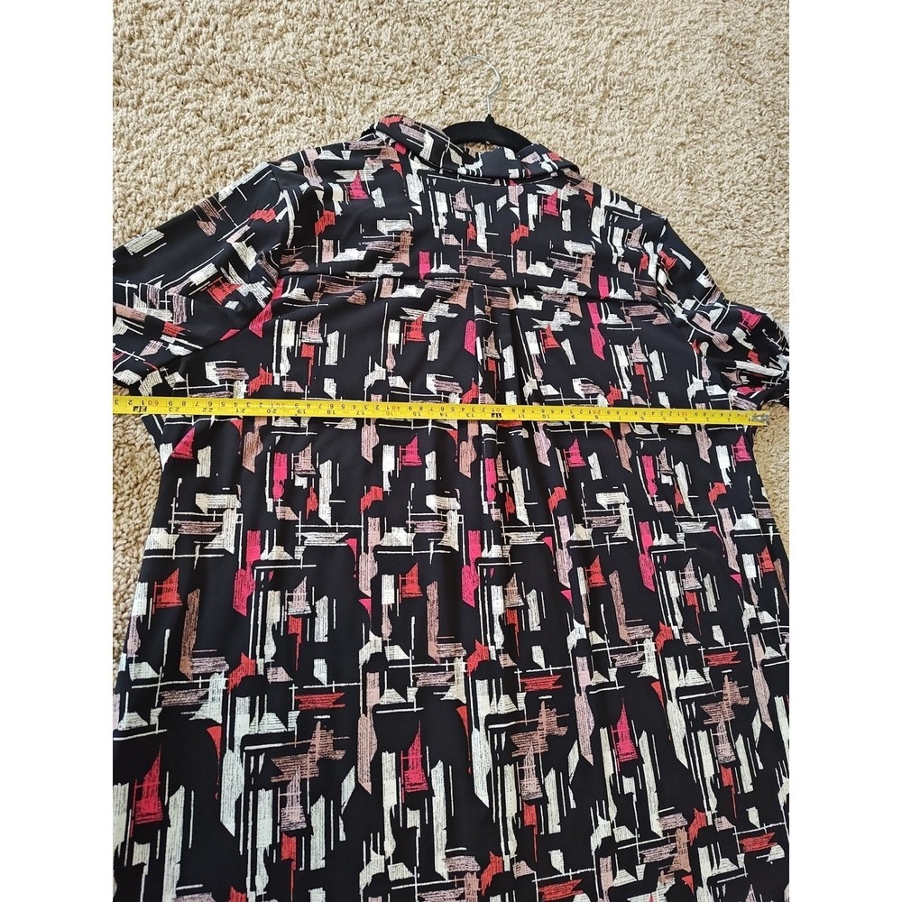 Women Alfani Blouse XL Black Abstract Button-Down Long Sleeve Relaxed Regular - Picture 13 of 13